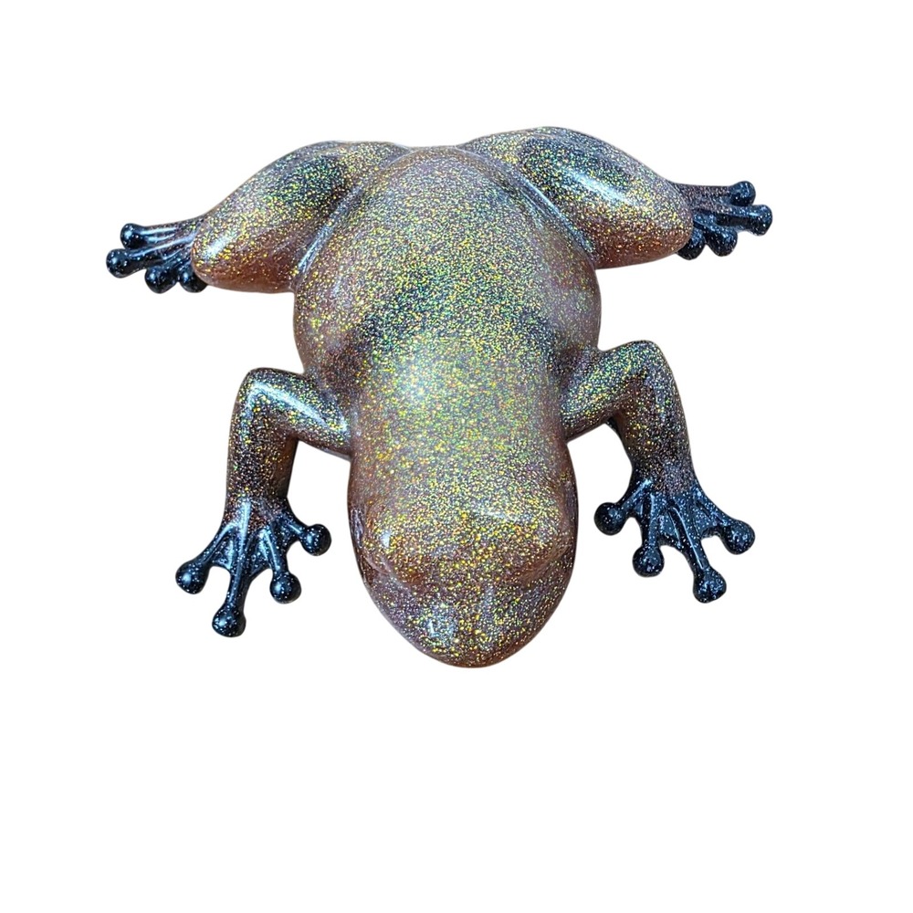 Glitter 4" Resin Frog‎ Figurine Realistic Sparkle Resin Amphibian Collectible